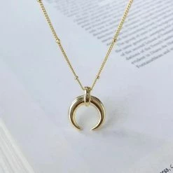 Anorak 18 K Gold Plated Sterling Silver Crescent Moon Necklace