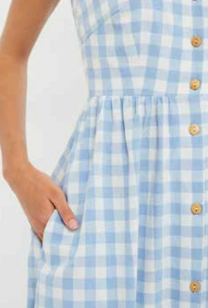 Anorak Louche Clover Picnic Check Button Through Midi Dress Blue 2 Anorak Louche Clover Picnic Check Button Through Midi Dress Blue