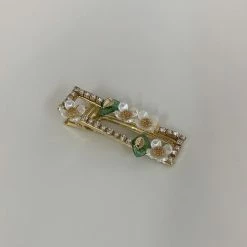 Anorak Diamante Floral Gold Hair Slide Clip Grip