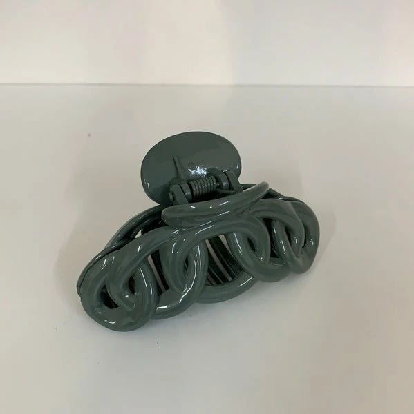 Anorak Shiny Twisted Claw Clip Hair Khaki 1 Anorak Shiny Twisted Claw Clip Hair Khaki