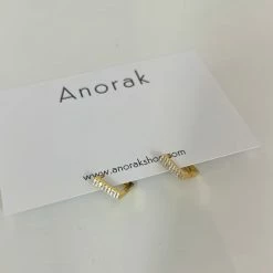 Anorak Gold Plated Sterling Silver Square Hoops Diamanté