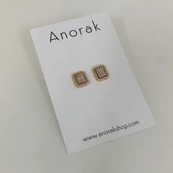 Anorak 18K Gold Plated Zircon Crystal Stud Earrings