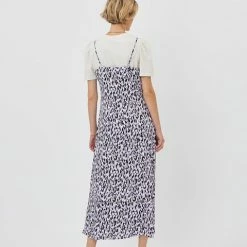 Anorak Minimum Kaiana Maxi Strappy Dress Lilac White Black Abstract Print