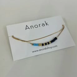 Anorak Ankle Bracelet Gold With Navy Beads