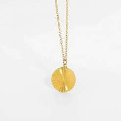 Anorak 18 K Gold Plated Sunray Disc Pendant Necklace