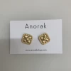 Anorak 15 K Gold Matt Stud Quilted Earrings