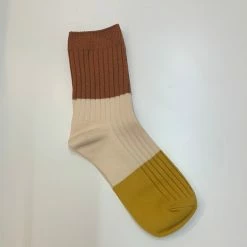 Anorak Cashmere Blend Two Tone Socks Brown Mustard