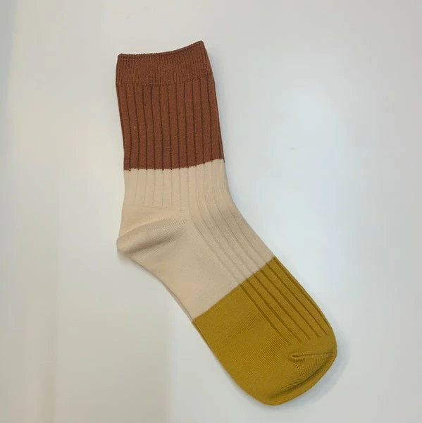 Anorak Cashmere Blend Two Tone Socks Brown Mustard 1 Anorak Cashmere Blend Two Tone Socks Brown Mustard