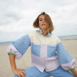 Anorak Coster Copenhagen Quilted Jacket Colour Block Blue Cream Lilac 5 Anorak Coster Copenhagen Quilted Jacket Colour Block Blue Cream Lilac