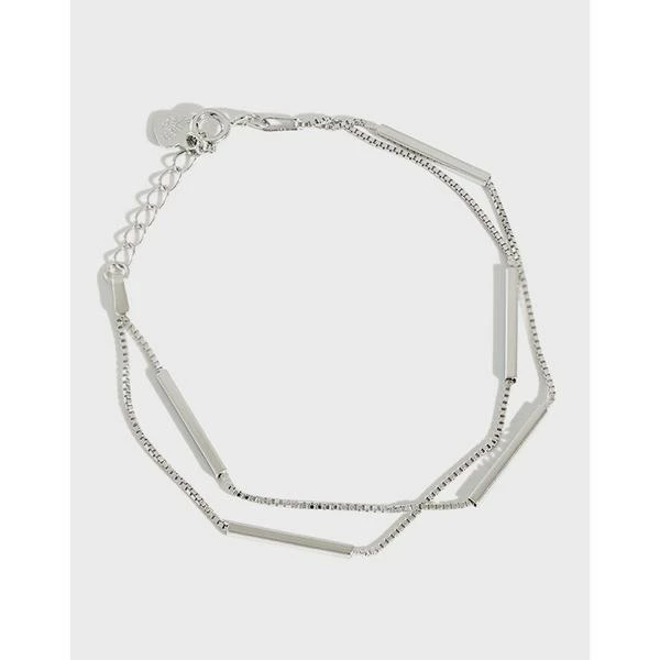 Anorak Sterling Silver Double Chain Geometric Bracelet 1 Anorak Sterling Silver Double Chain Geometric Bracelet
