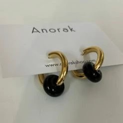 Anorak Gold Plated Chunky Hoops Black