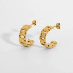 Anorak Gold Plated C Shape Earrings