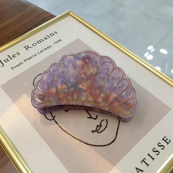 Anorak Large Acrylic Shell Claw Clip Purple 1 Anorak Large Acrylic Shell Claw Clip Purple