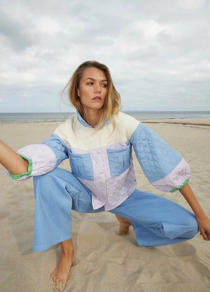 Anorak Coster Copenhagen Quilted Jacket Colour Block Blue Cream Lilac 2 Anorak Coster Copenhagen Quilted Jacket Colour Block Blue Cream Lilac