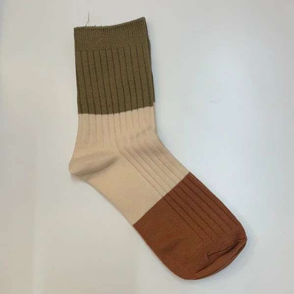 Anorak Cashmere Blend Two Tone Socks Brown Khaki 1 Anorak Cashmere Blend Two Tone Socks Brown Khaki