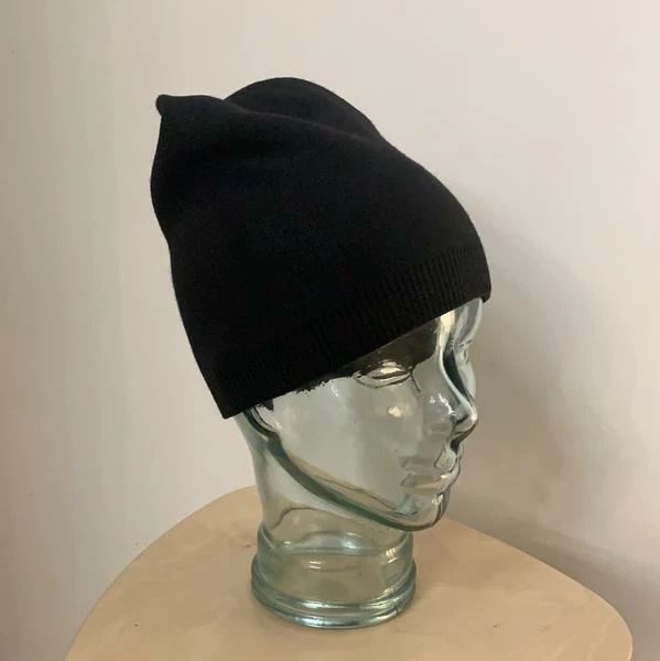 Anorak Cashmere Blend Black Beanie Hat Double Lined Unisex 1 Anorak Cashmere Blend Black Beanie Hat Double Lined Unisex