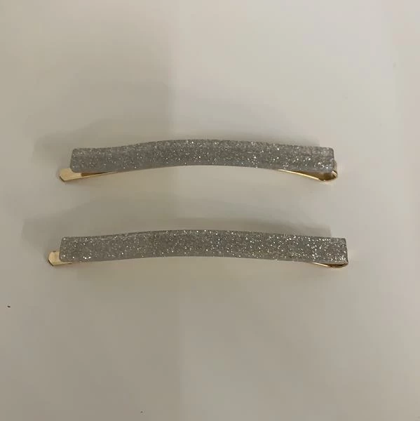 Anorak Pair Of Silver Glitter Hair Slides Clips 1 Anorak Pair Of Silver Glitter Hair Slides Clips
