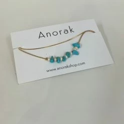 Anorak Ankle Bracelet Gold With Blue Stones