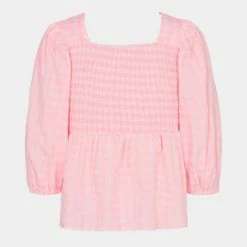 Anorak Sofie Schnoor Gingham Check Neon Pink Blouse