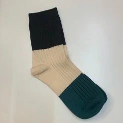 Anorak Cashmere Blend Two Tone Socks Green Navy