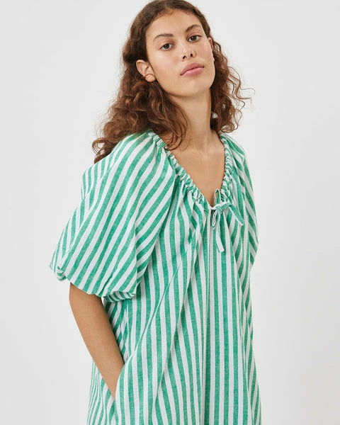 Anorak Minimum Zerina Loose Oversize Dress Maxi Green White Stripe 3 Anorak Minimum Zerina Loose Oversize Dress Maxi Green White Stripe