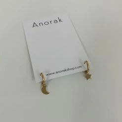 Anorak 18K Gold Plated Huggy Hoop Moon And Star Earrings