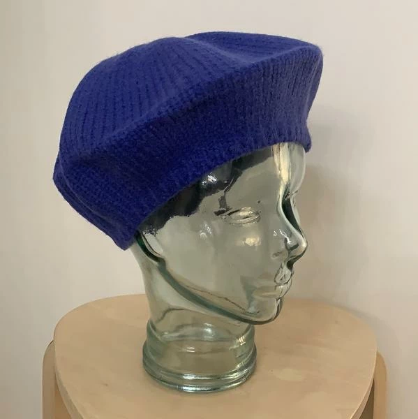 Anorak Knitted Cotton And Wool Blend Beret Hat Electric Blue 1 Anorak Knitted Cotton And Wool Blend Beret Hat Electric Blue