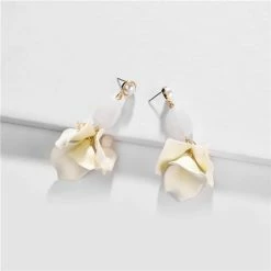 Anorak Cream Floral And Opaque Stone Drop Earrings