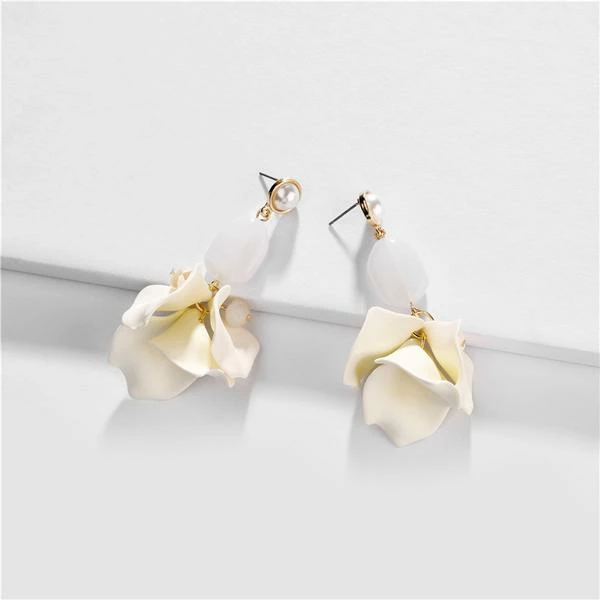 Anorak Cream Floral And Opaque Stone Drop Earrings 1 Anorak Cream Floral And Opaque Stone Drop Earrings