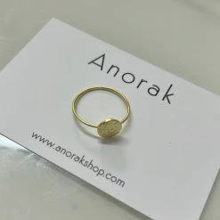 Anorak Gold Plated Sterling Silver Large Hammered Disc Ring