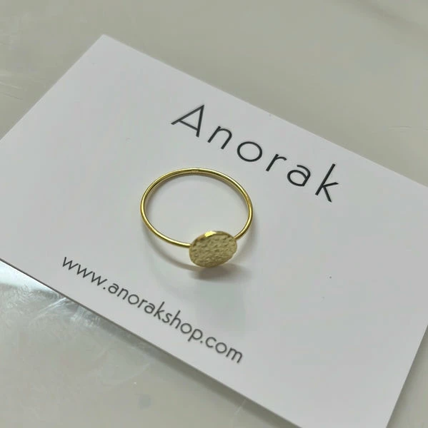 Anorak Gold Plated Sterling Silver Large Hammered Disc Ring 1 Anorak Gold Plated Sterling Silver Large Hammered Disc Ring