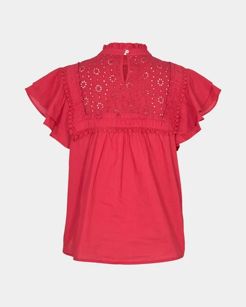 Anorak Sofie Schnoor Red Lace Panel Cotton Blouse Top Shirt 1 Anorak Sofie Schnoor Red Lace Panel Cotton Blouse Top Shirt