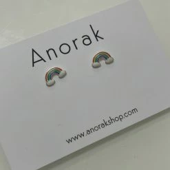 Anorak Sterling Silver Enamel Rainbow Studs Earrings