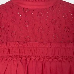 Anorak Sofie Schnoor Red Lace Panel Cotton Blouse Top Shirt