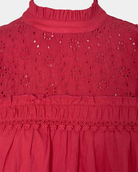 Anorak Sofie Schnoor Red Lace Panel Cotton Blouse Top Shirt 2 Anorak Sofie Schnoor Red Lace Panel Cotton Blouse Top Shirt