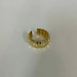 Anorak Chunky French Style Wide Twist Ring Gold Plated Sterling Silver