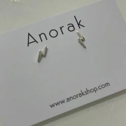 Anorak Sterling Silver Lightening Bolts Studs Earrings