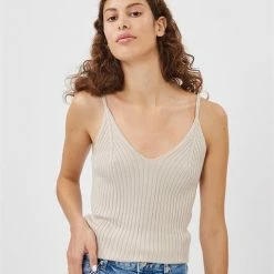Anorak Minimum Tappi Rib Knit Top Strappy Tank Beige
