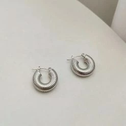 Anorak Sterling Silver Minimal Huffy Hoop Earrings 20 Mm