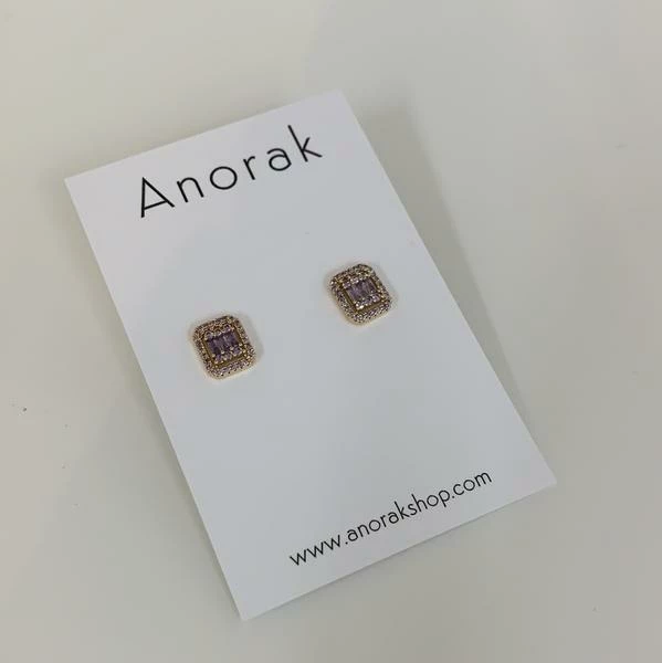 Anorak 18K Gold Plated Purple Zircon Crystal Stud Earrings 1 Anorak 18K Gold Plated Purple Zircon Crystal Stud Earrings
