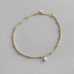 Anorak 14 K Gold Plated On Sterling Silver Delicate Chain With Pearls