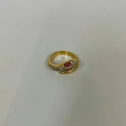 Anorak Gold Plated Snake Ring Pink Eyes