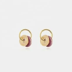 Anorak Gold And Purple Acrylic Disc Earrings