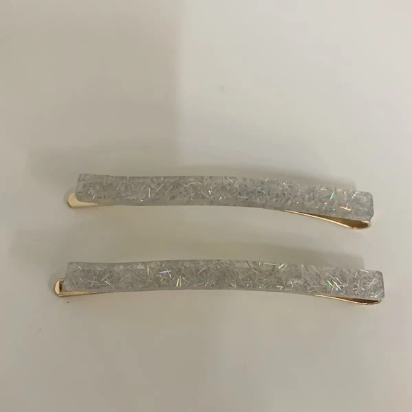 Anorak Pair Of Hair Slides Clips Light Silver Sparkle 1 Anorak Pair Of Hair Slides Clips Light Silver Sparkle