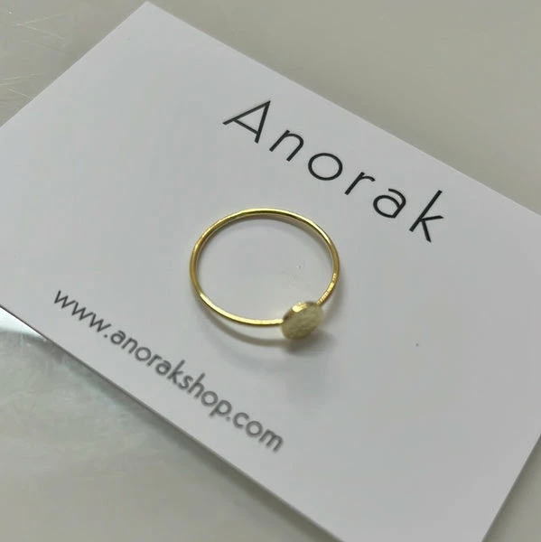 Anorak Gold Plated Sterling Silver Hammered Disc Ring 1 Anorak Gold Plated Sterling Silver Hammered Disc Ring