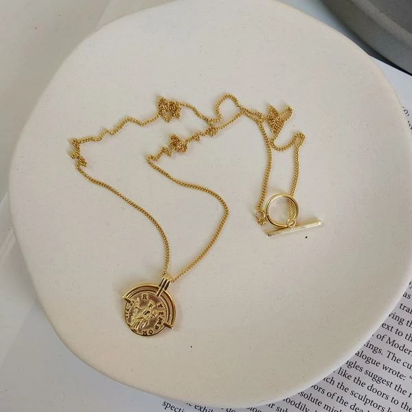 Anorak Gold Plated On Sterling Silver Engraved Coin Necklace With Long Chain 20 Inches 1 Anorak Gold Plated On Sterling Silver Engraved Coin Necklace With Long Chain 20 Inches