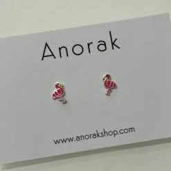 Anorak Pink Flamingo Sterling Silver Earrings
