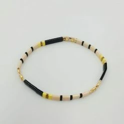 Anorak Delicate Beaded Bracelet Yellow Beige Black And Gold