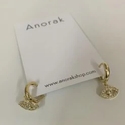 Anorak 18k Gold Plated Huggy Hoop Earrings Large Diamanté
