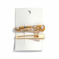 Anorak Pair Of Hair Clips Slides Gold And Light Brown